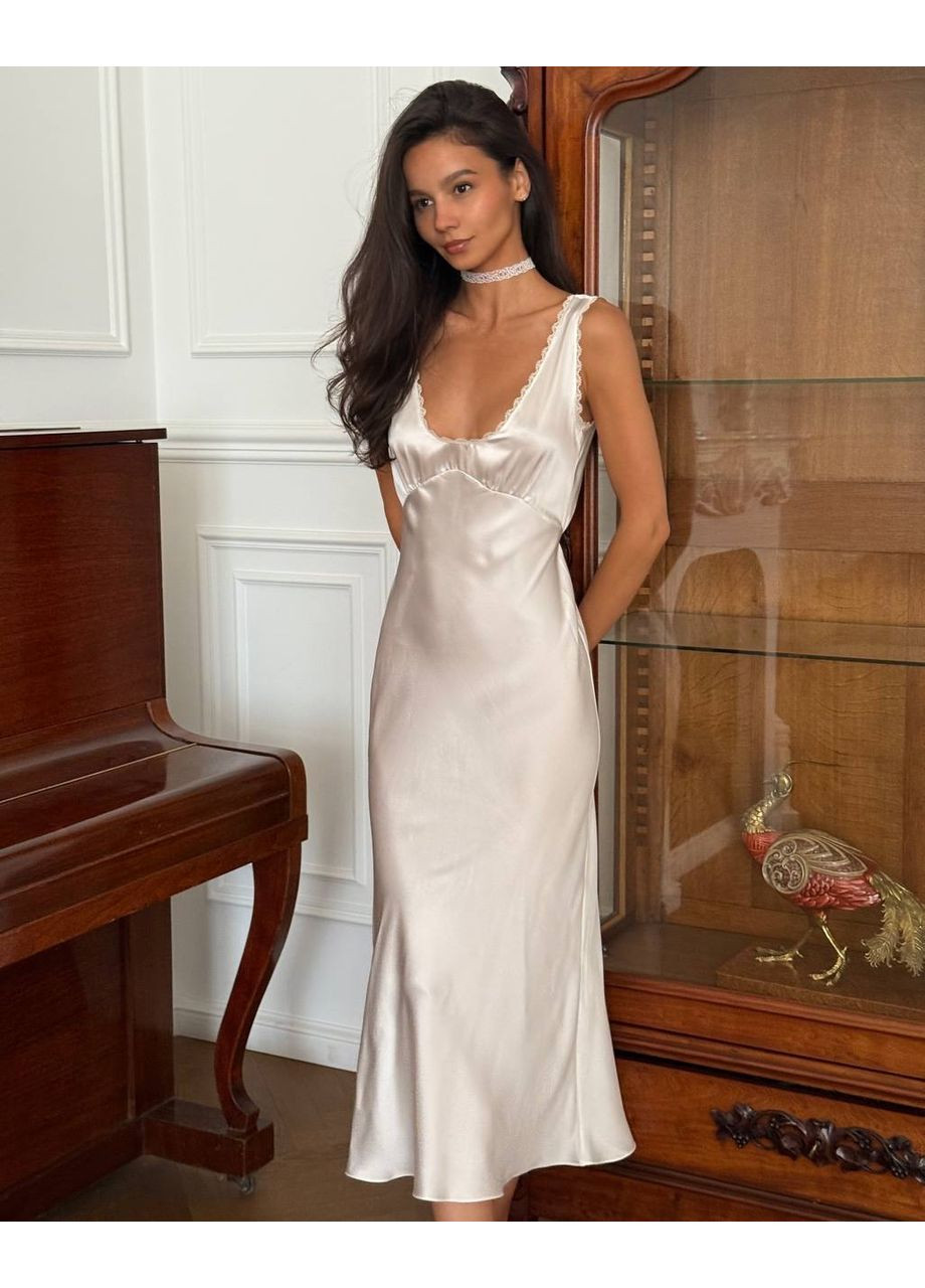 Молочна вечірня сукня жіноча Гермес однотонна