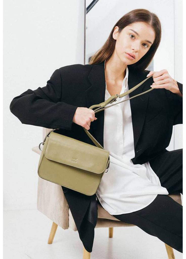 Жіноча шкіряна міні сумка Moment оливкова The Wings (348359044)