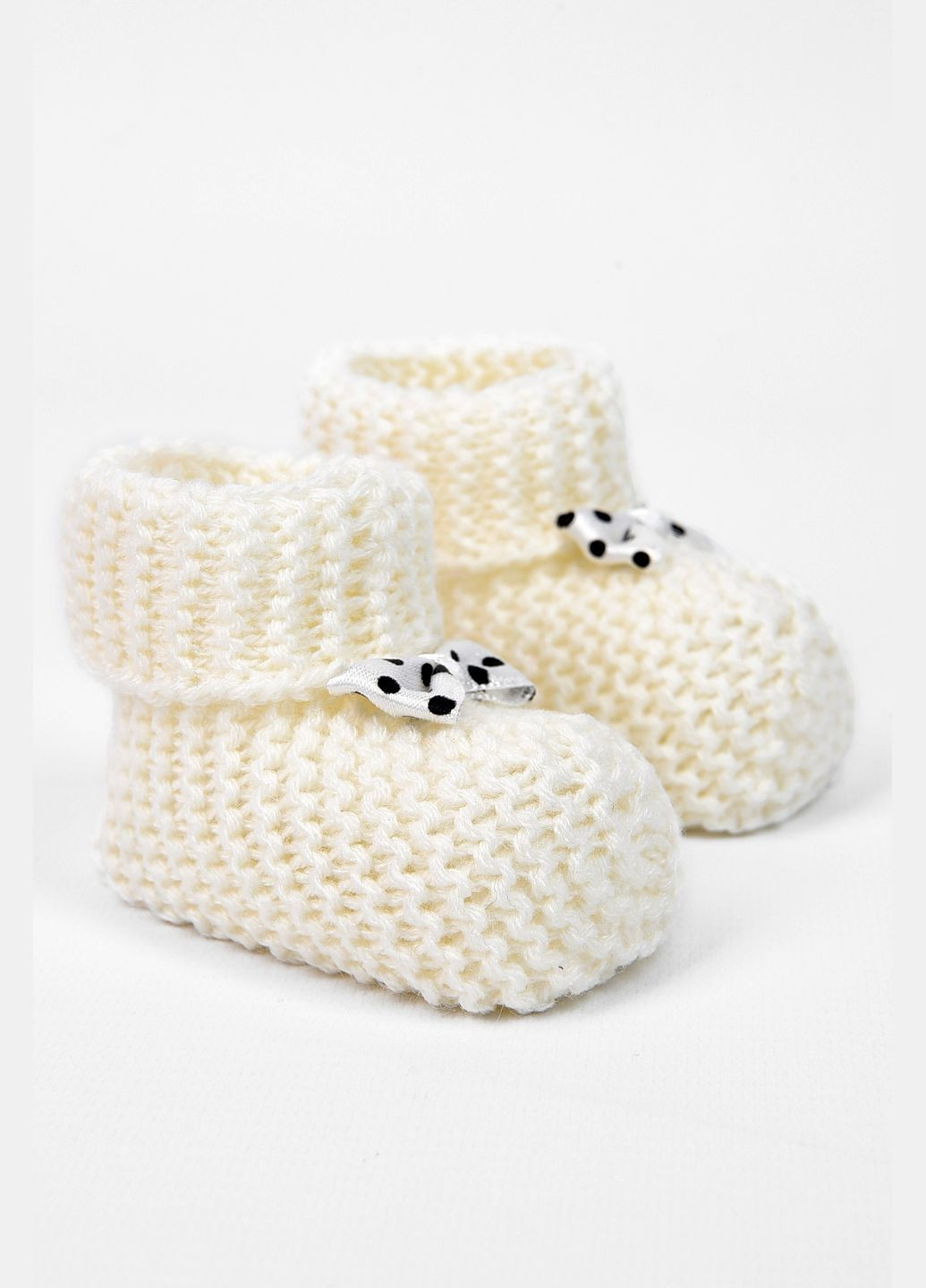 Молочные пинетки детские для девочки вязаные молочного цвета Let's Shop