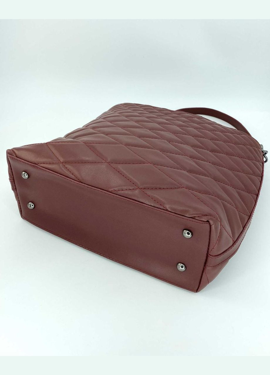 Женская сумка на цепочке с короткой ручкой «Эрмин» стеганая экокожа цвета марсал WeLassie (298571105)