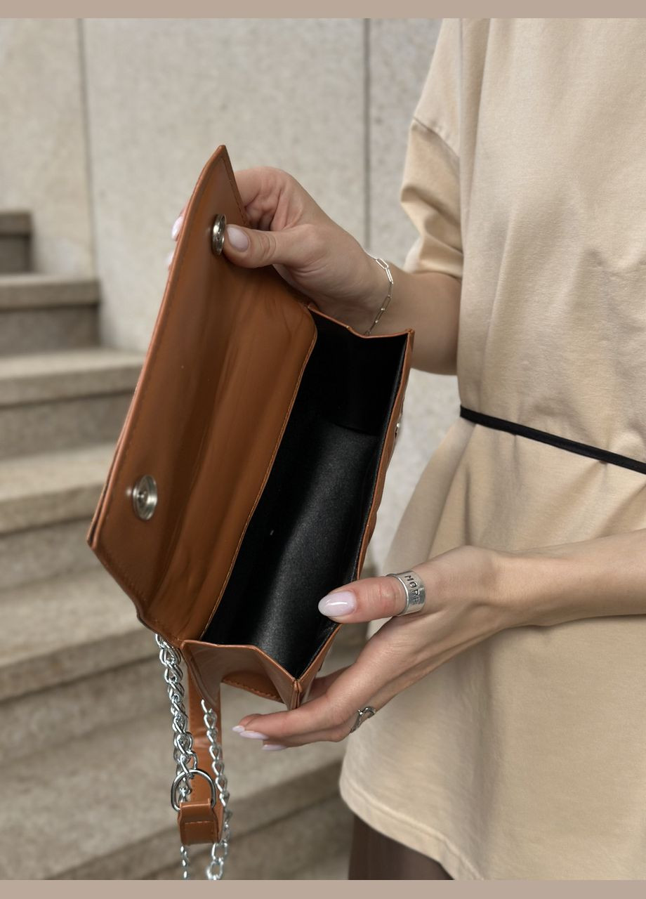 Женская коричневая сумка 10288 кросс-боди на цепочке No Brand (299279350)