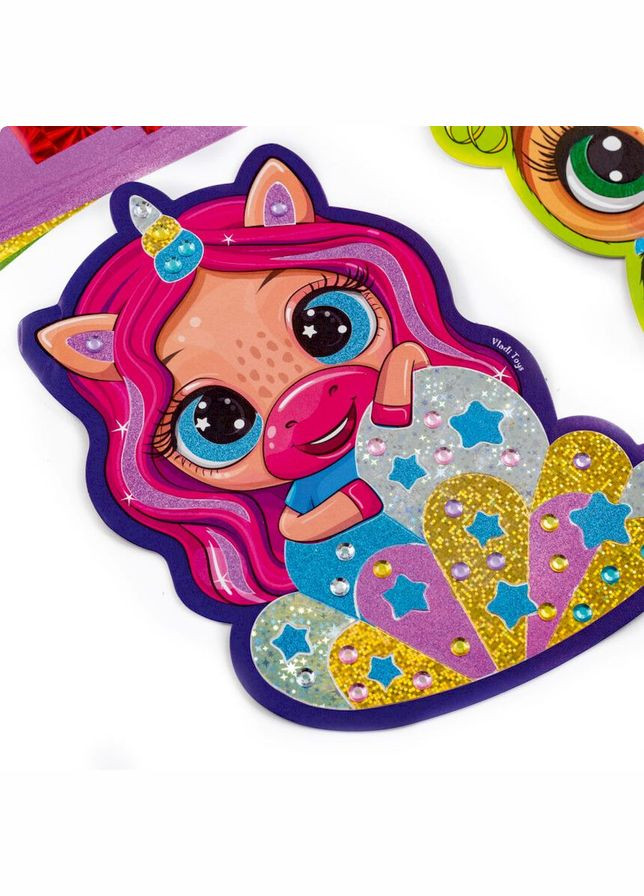 Набір для творчості "Foil Art Чарівні тварини" VT4433-10 фольга, шпатель, стрази Vladi toys (308794706)