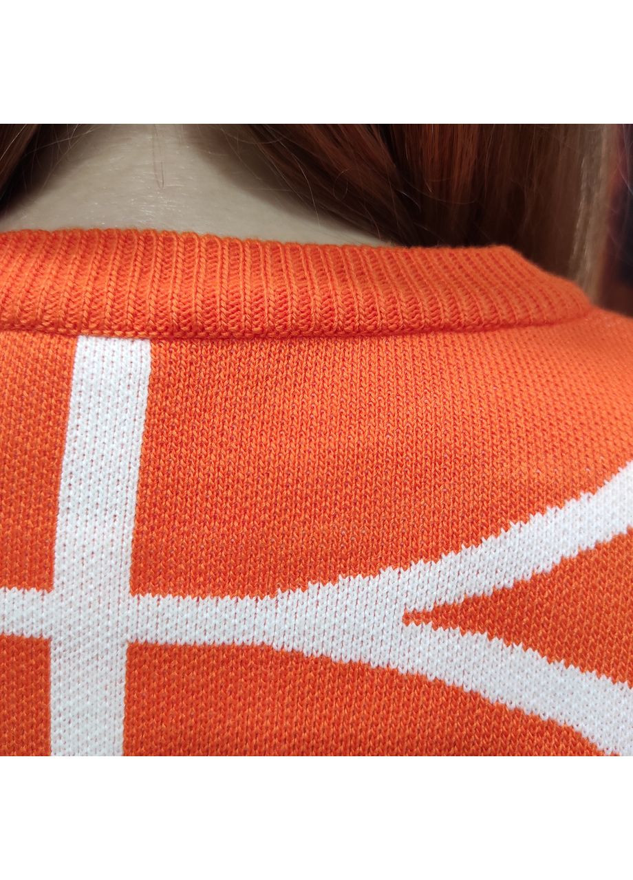 Помаранчевий светр жіночий оверсайз прямий крій візерунок геометрія 46/48 No Brand