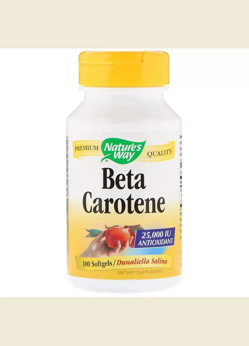 Бета Каротин (Вітамін А), Beta Carotene,, 25 000 МО, 100 гелевих капсул Nature's Way (292008596)
