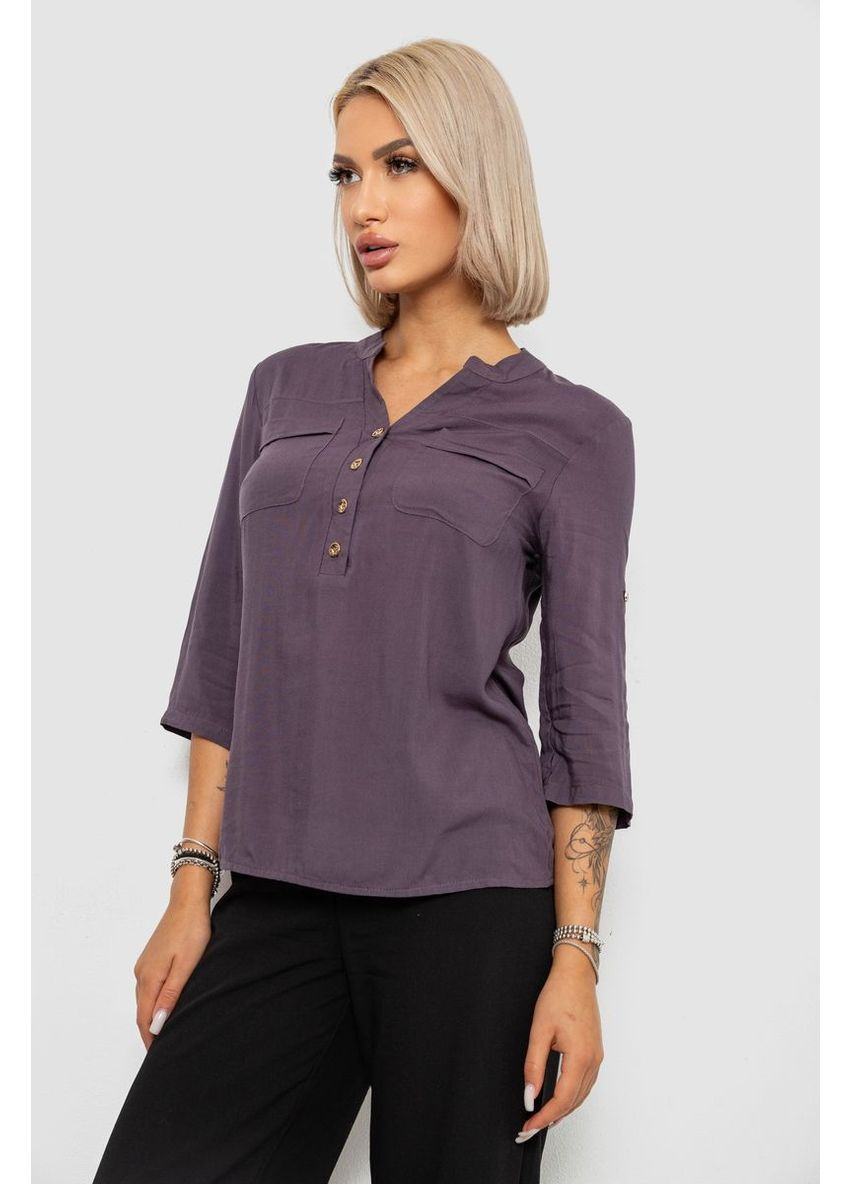 Серая блуза однотонная,, 230r97-2 Ager