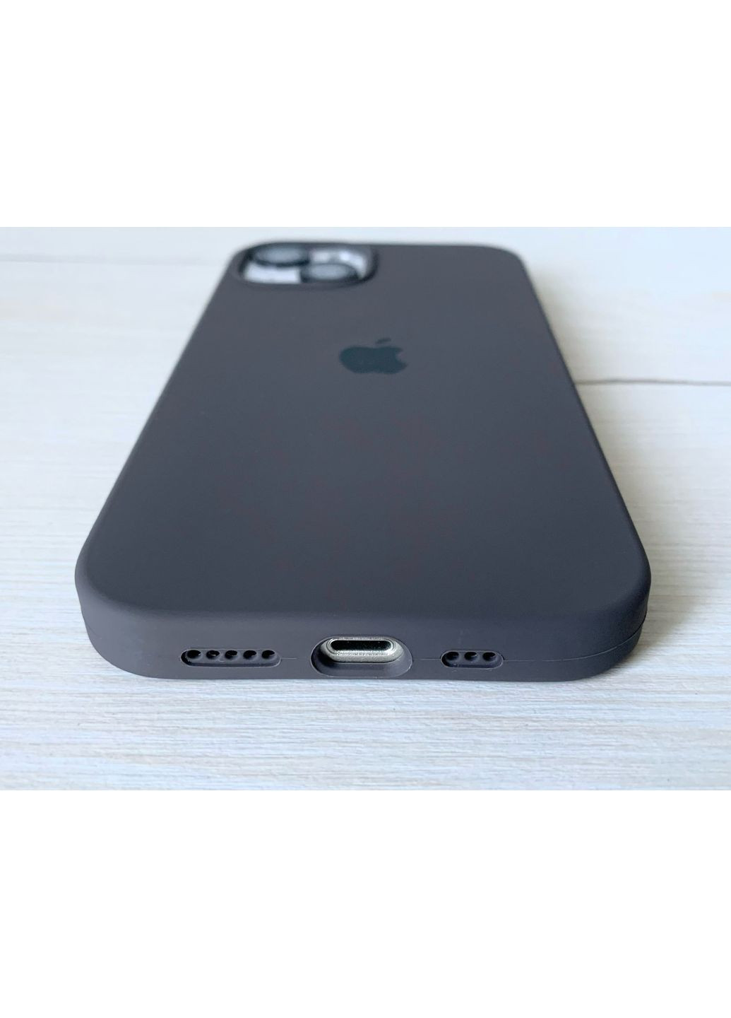 Чехол на айфон 13 Silicone case для 13 Open camera Soft toch силиконовый Графит / Grey No Brand (369137624)