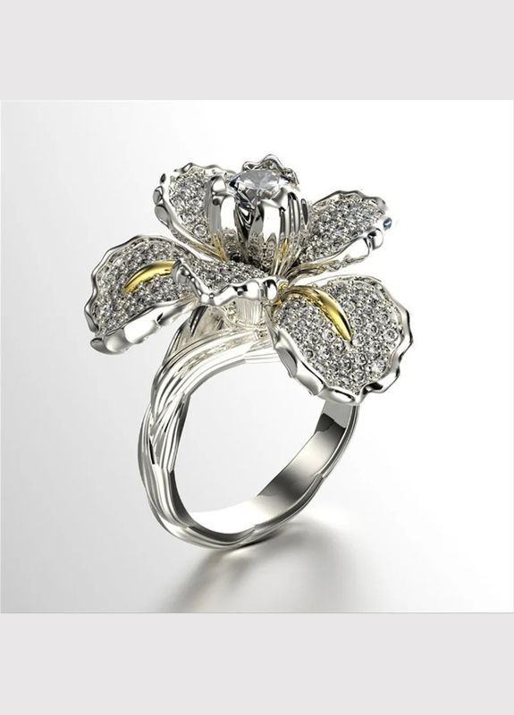 Кольцо женское изысканное и модное колечко для девушки серебряный цветок с фианитами р 18 Fashion Jewelry (285814485)