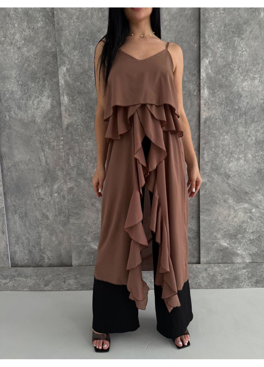 Коричневая женская блузка-туника Україна