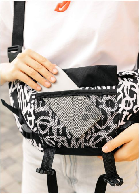 Велика тканинна жіноча поясна сумка бананка принт Graphity (875038721) Sambag (361244636)