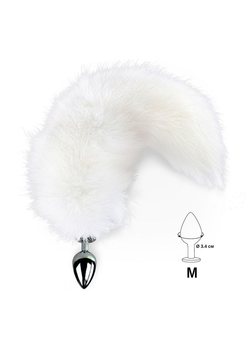 Металлическая анальная пробка с хвостом из натурального меха Art of Sex size M White fox No Brand (303883088)