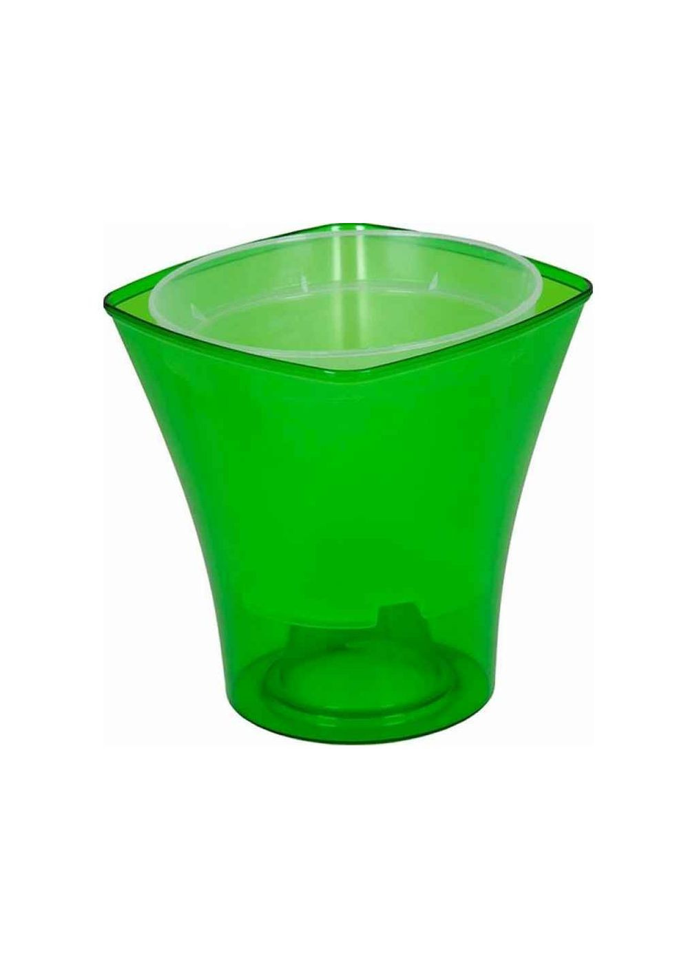 Кашпо со вставкой 1,5л "Квадро" с горшком 130мм, зеленый Еталон-С (357221914)