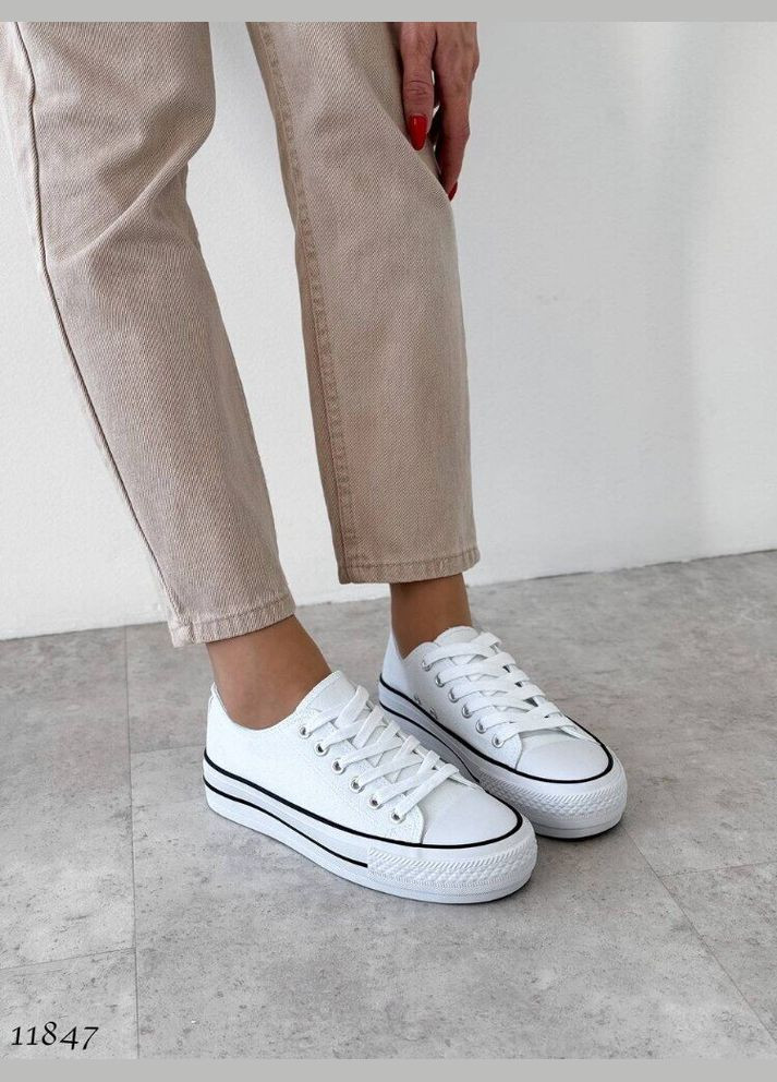 Білі білі текстильні кеди, класичні кеди, базові білі кеди, жіночі кеди Super Gear
