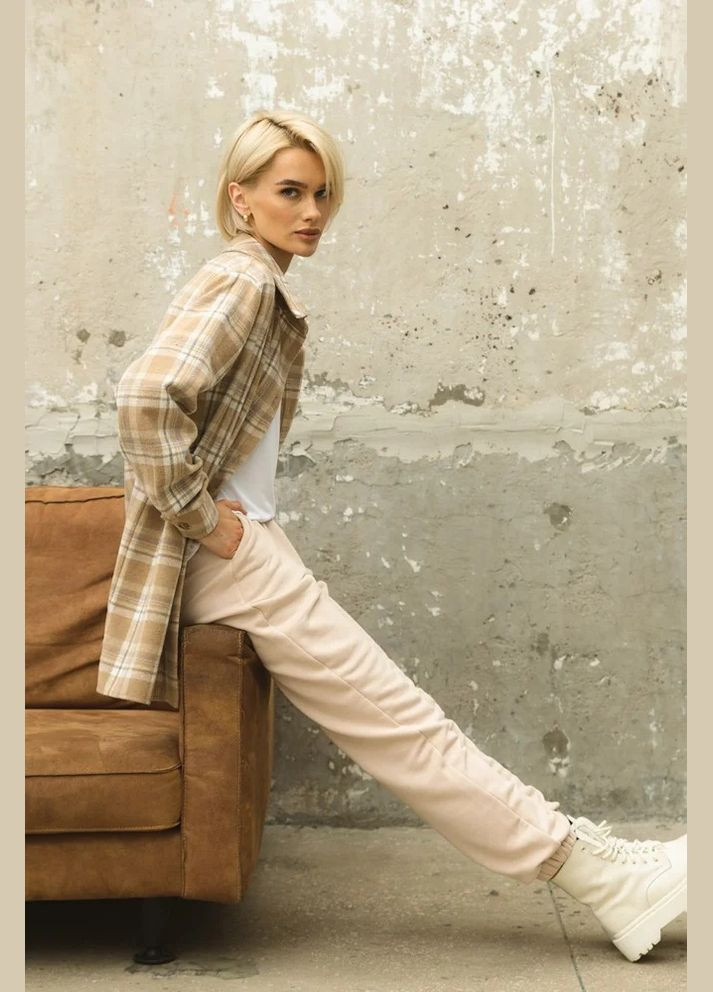 Бежевая кэжуал рубашка в клетку Seventeen с длинным рукавом