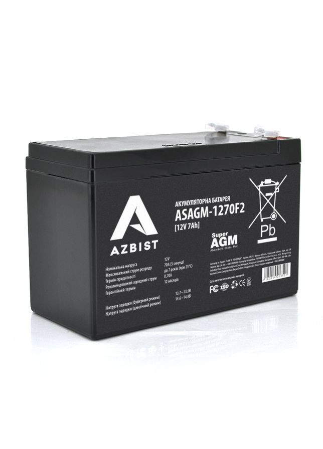 Акумулятор Super AGM ASAGM-1270F2, Black Case, 12V 7.0Ah (151 х 65 х 94 (100)) Q10 AZBIST (317171813)