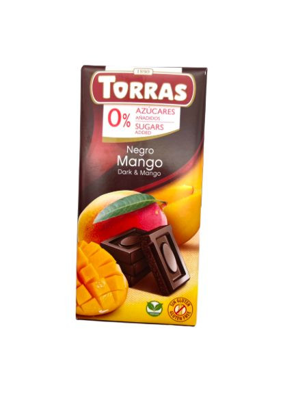Шоколад чорний зі шматочками манго без цукру та глютена 😍 75 гр. Іспанія Torras (346050076)