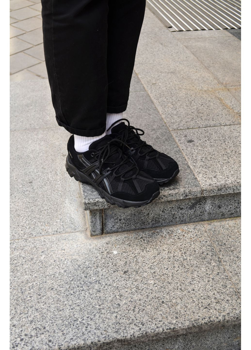 Чорні Осінні кросівки чоловічі asics gel-sonoma 15-50 black асікс гель сонома 15-50 No Brand