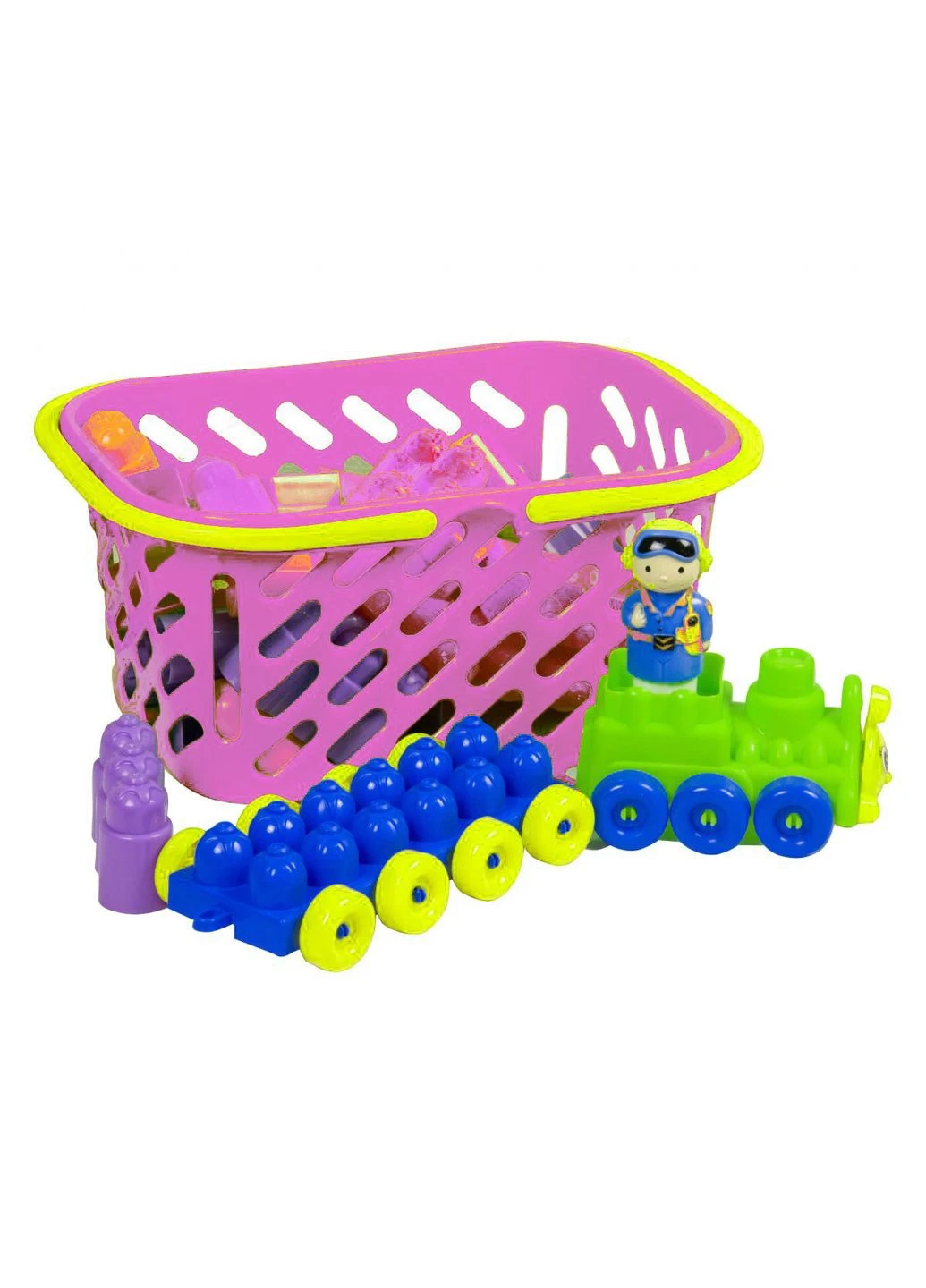 Конструктор з поїздом, 43 дет (в рожевій кошику) Kinderway (302898270)