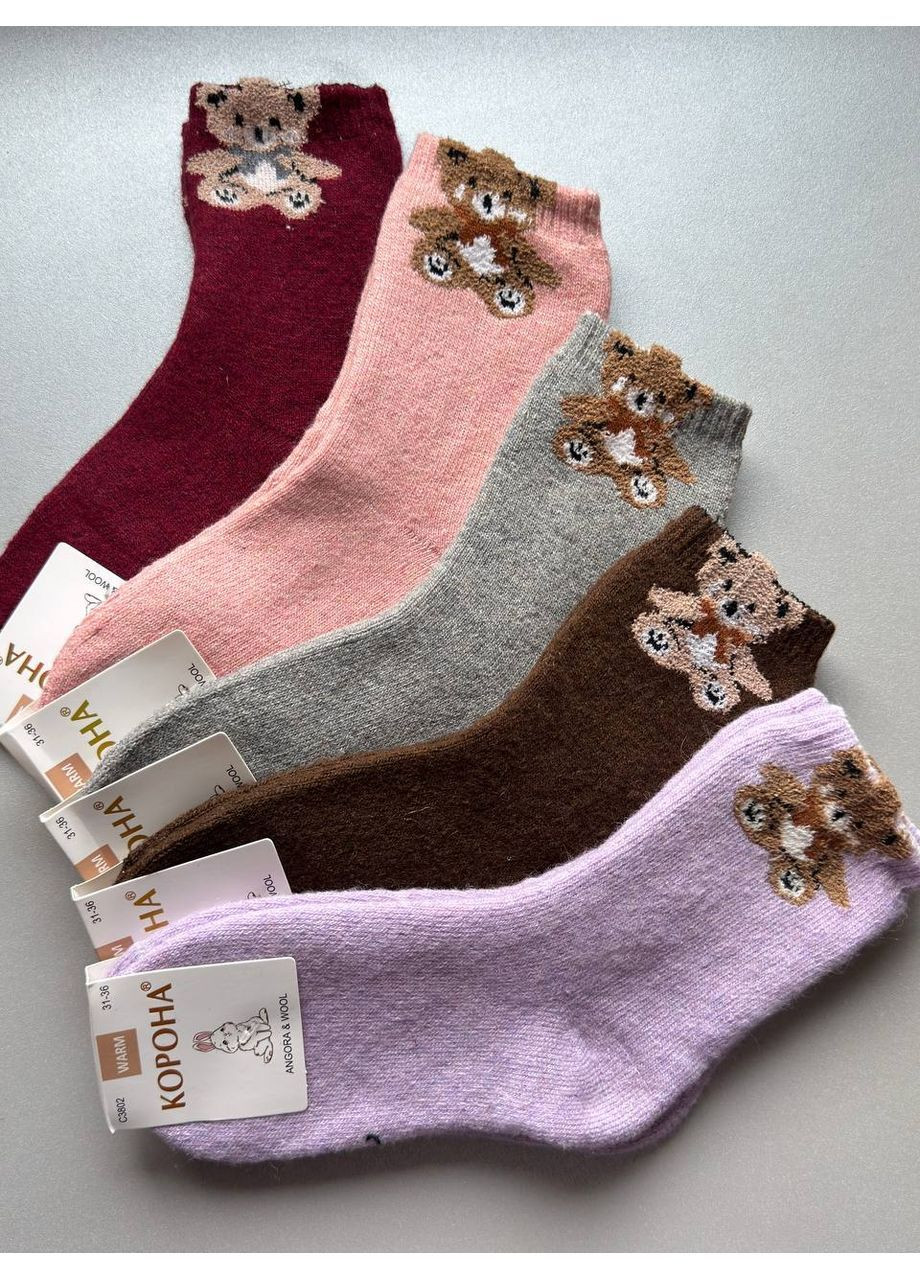 Комбіновані 5 пар дуже теплі шерстяні з махрою шкарпетки на дівчинку Корона (369622005)