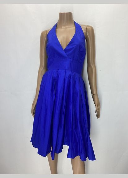 Синее кэжуал платье с открытой спиной Ralph Lauren однотонное