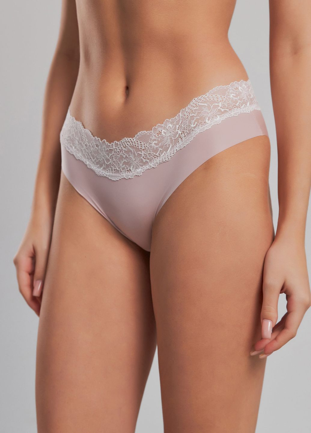 Безшовні еластичні трусики сліпи з мереживом світло-рожеві Nud (316150876)