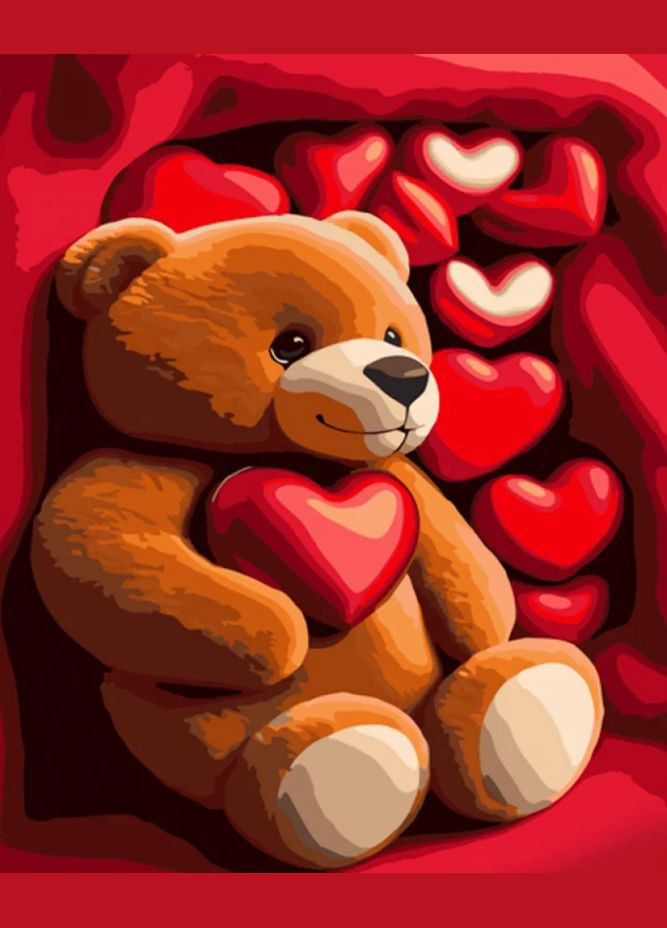 Картина за номерами Ведмежа з сердечками 40х50 см GS965 ( ) Strateg (328946363)