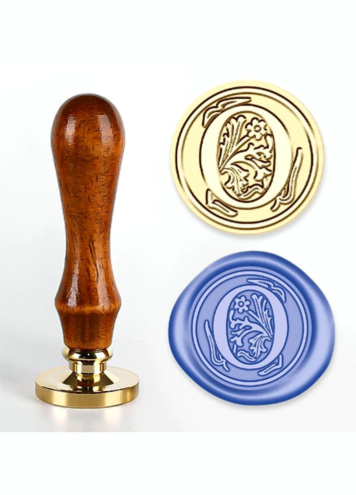 Друк для сургуча Англійська літера O латунна головка 25*15 мм + дерев'яна ручка 90 мм No Brand 7700 (295287946)