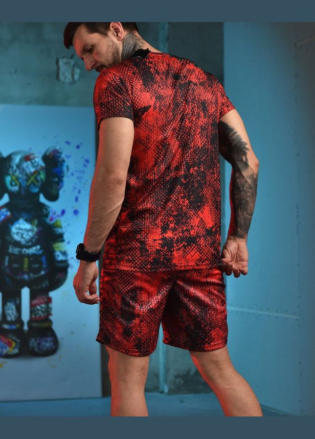 Чоловічий літній костюм Stone Island & New Balance шорти+футболка червоний Freedom (328052184)