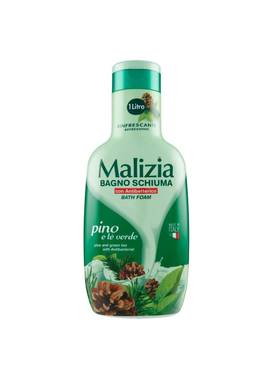 Гель-пена для душа и ванны Сосна и зеленый чай 1000 мл Malizia (280899187)