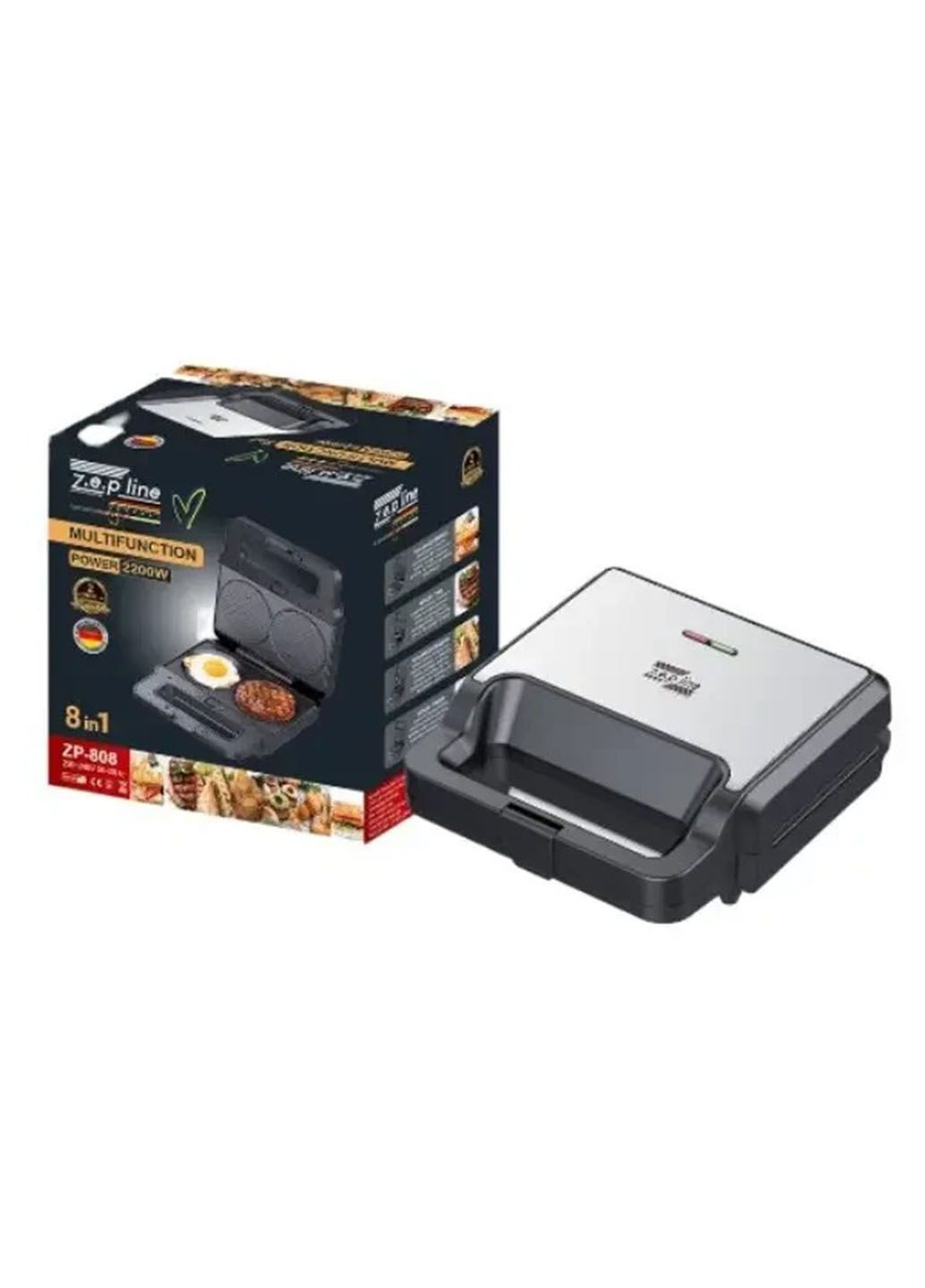 Многофункциональный электрогриль ZP-808 со сменными пластинами 8 в 1 2200W Zepline (315816910)