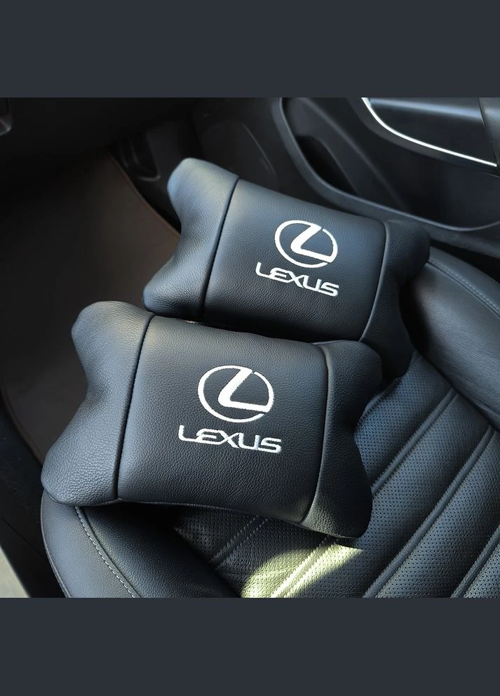 Набір автоподушок Lexus шкіра Італія+ подарунок, Автоподушки Лексус з вишивкою No Brand (385277004)