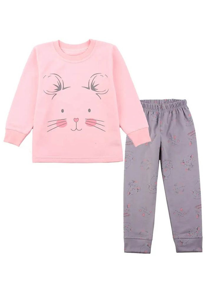 Рожева утеплена піжама для дівчинки Flamingo