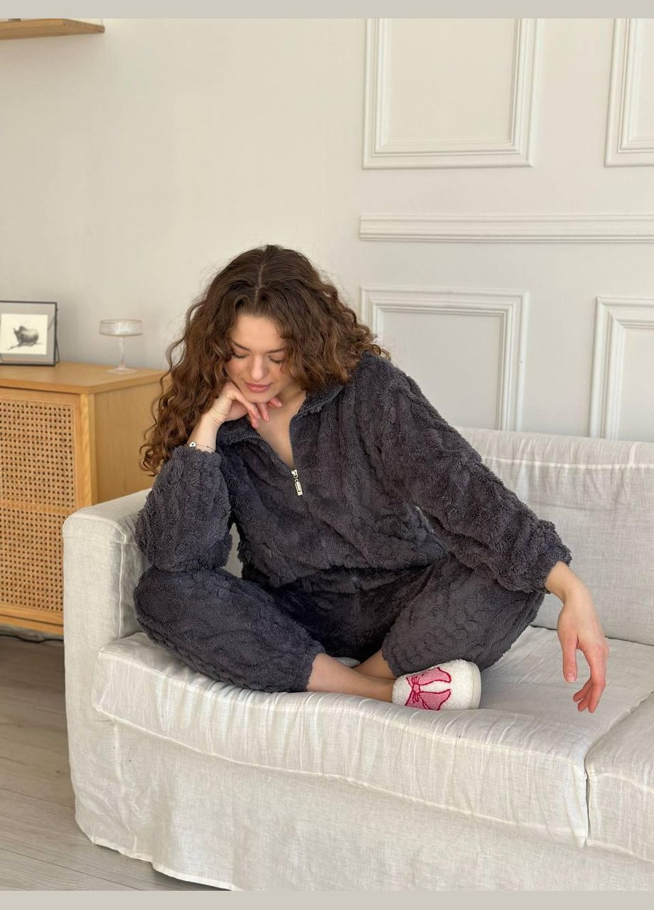 Темно-серая теплая женская пижама GT