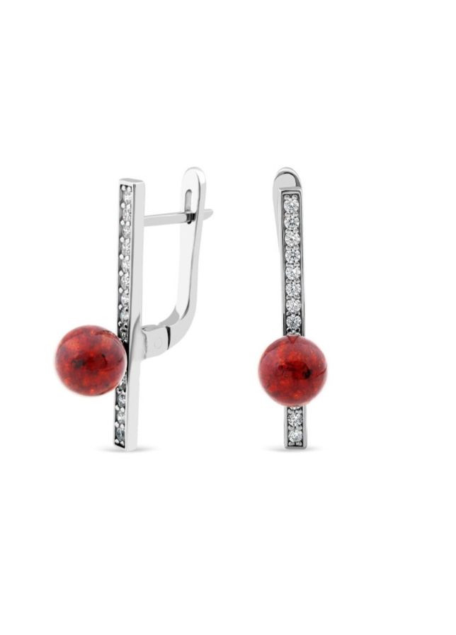 Срібні сережки Паличка із Бурштином срібло 925 проби Родоване 904с 3.32г No Brand (306743160)