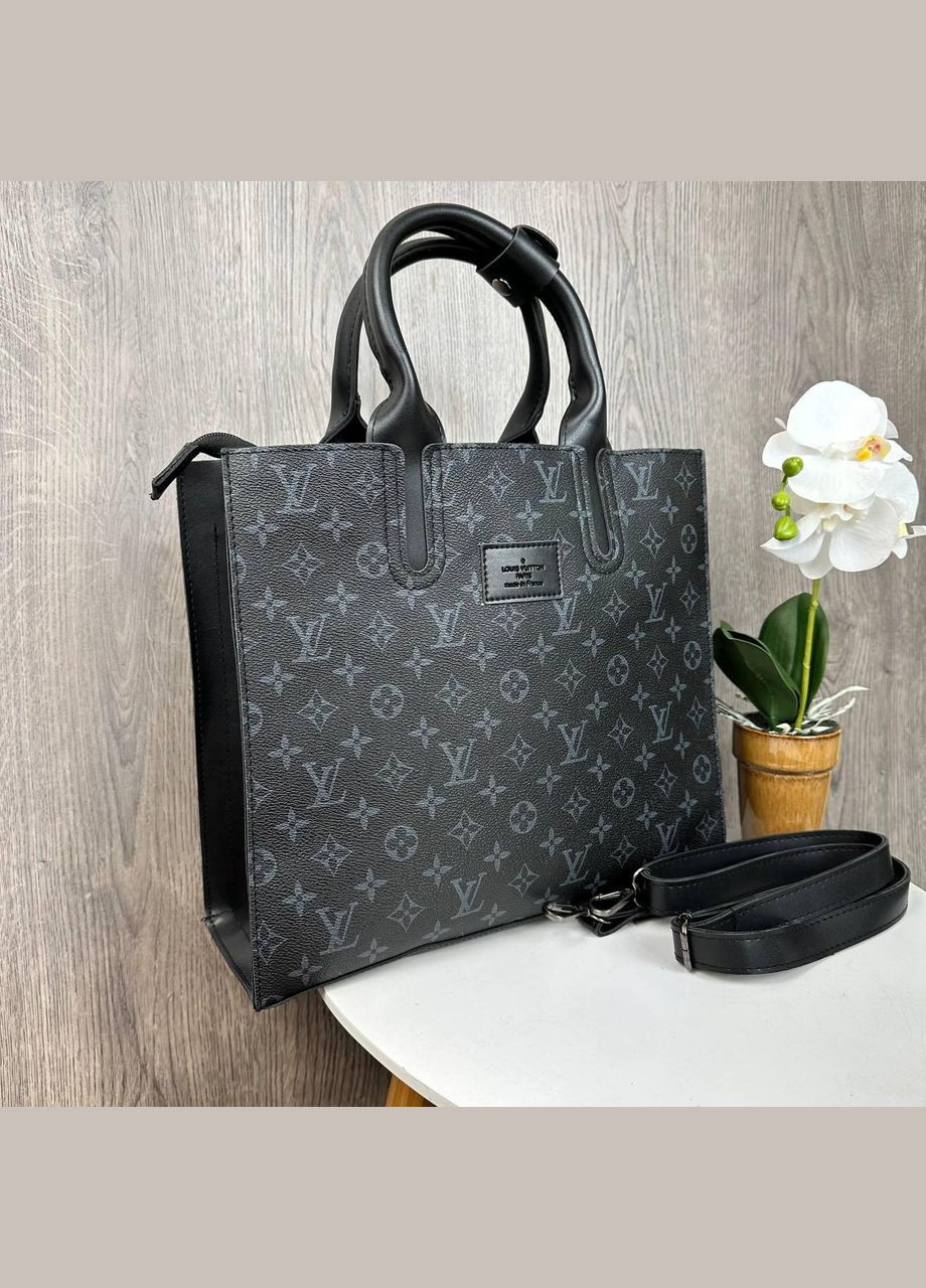 Большая женская сумка через плечо, городская сумка, экокожа, мягкая, черная (sku_1095Т) No Brand (330576263)