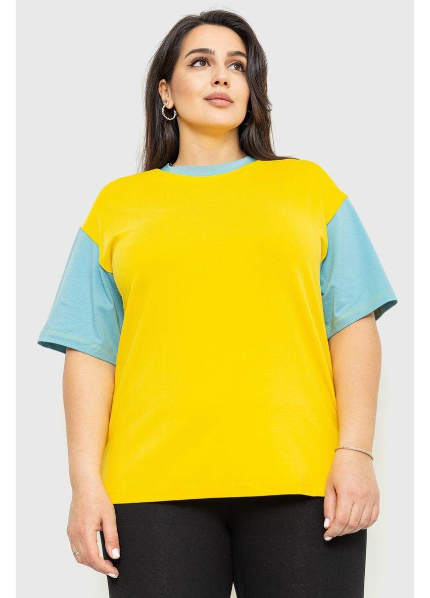 Футболка жіноча батал, колір жовто, 102R289-2 No Brand - (365622152)