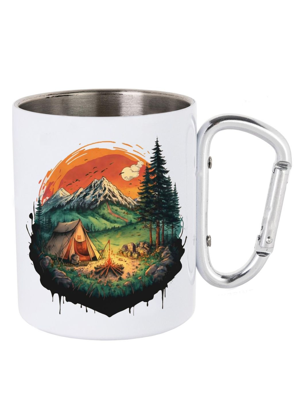 Кружка металлическая с карабином (silver) туристическая 300 мл #0021 белая No Brand (316121758)