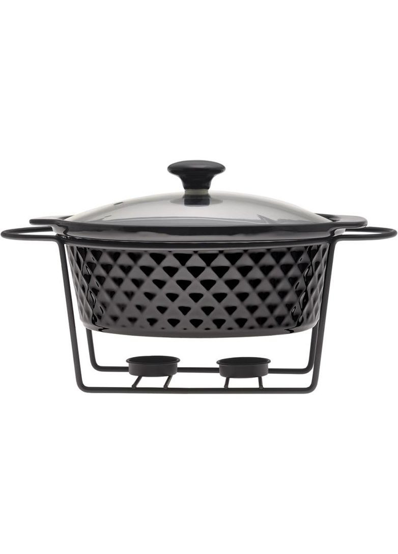 Керамічна форма для запікання Golden Heat 2400мл чорний жароміцний посуд з підігрівом Kamille (368980846)