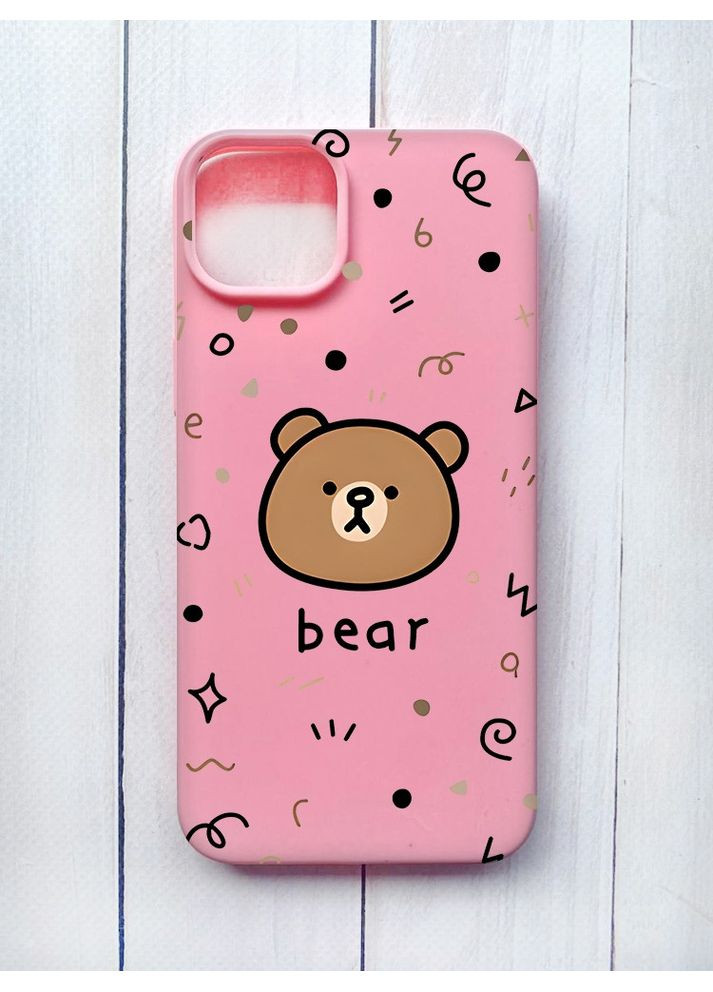Матовый чехол на iPhone 15 Plus Розовый:: Мишка (принт 76) CASE CONTROL (360711373)