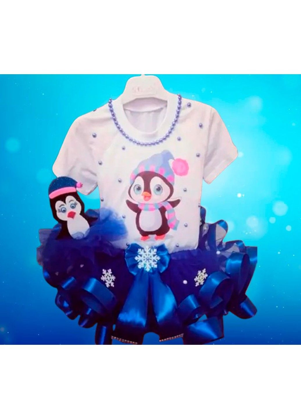 Білий святковий костюмчик для дівчинки "пінгвін" спідничний No Brand