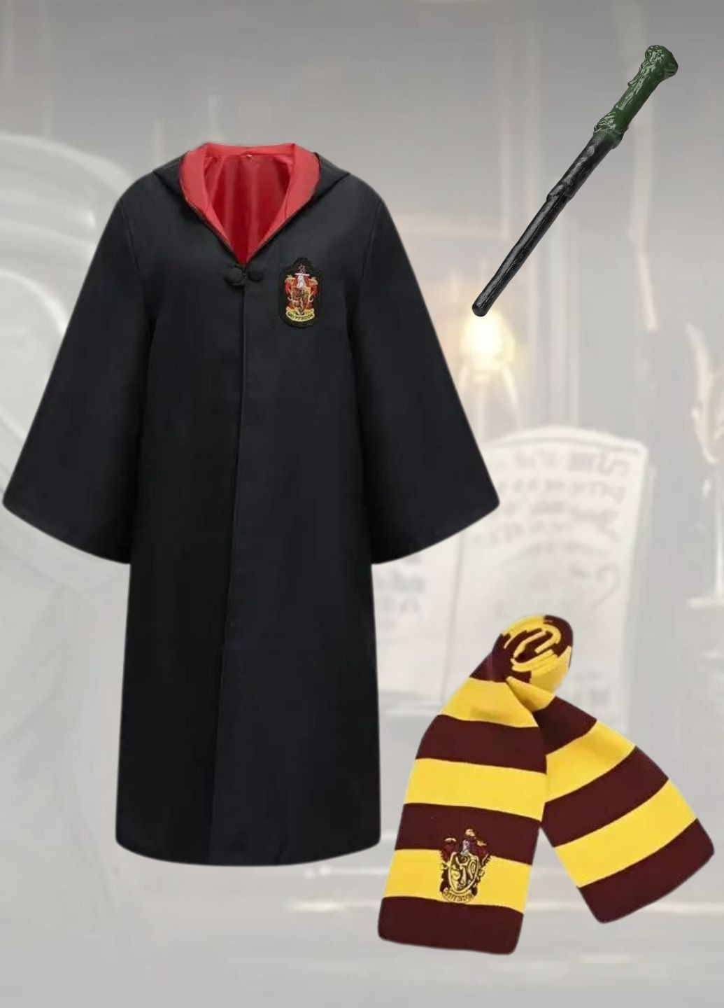 Костюм чарівника Гаррі Поттер мантія зі шкільною емблемою Грифіндор комплект 3 предмети (90011) My Kigu (363022150)