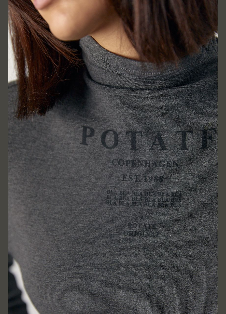 Трикотажный женский гольф с драпировкой и надписями Lurex (317211763)