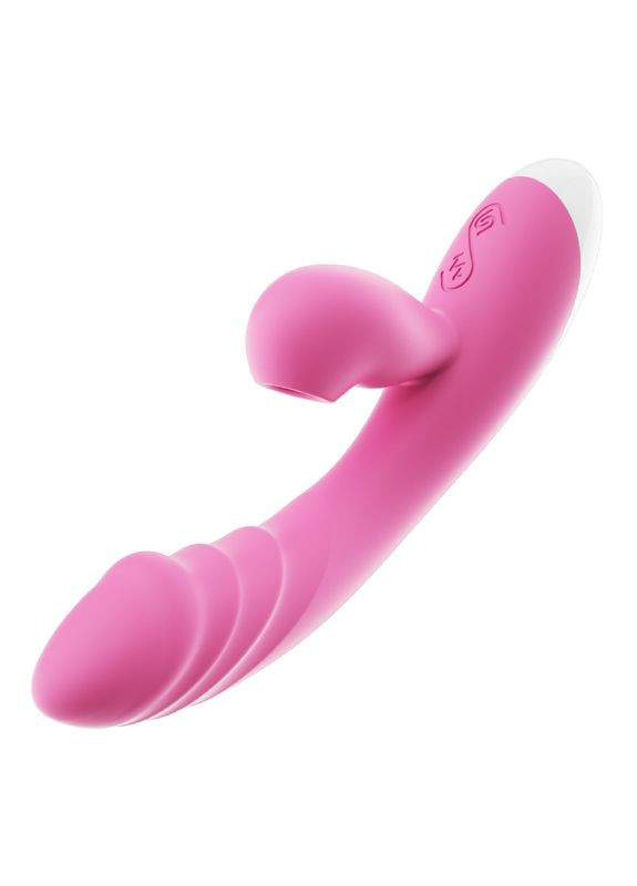Класичний вібратор рожевого кольору з подвійною стимуляцією, 19 см No Brand (315725420)