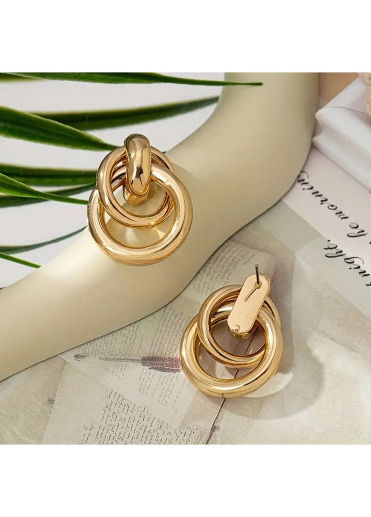 Сережки - цвяшки Geometry, золотисті No Brand (365797669)