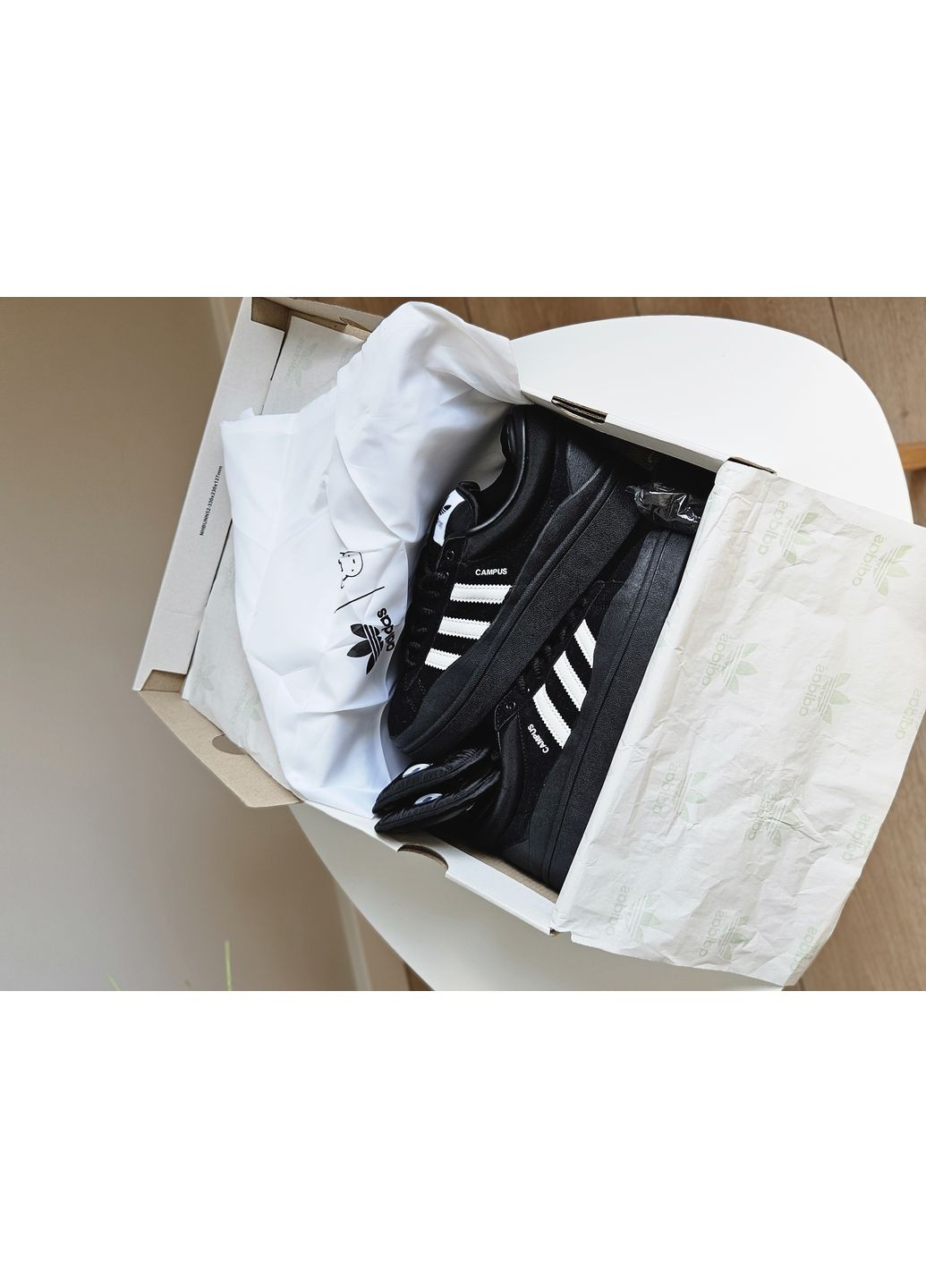 Чорні Осінні кросівки чоловічі і жіночі adidas campus x bad bunny black white | адідас кампус чорні білі No Brand