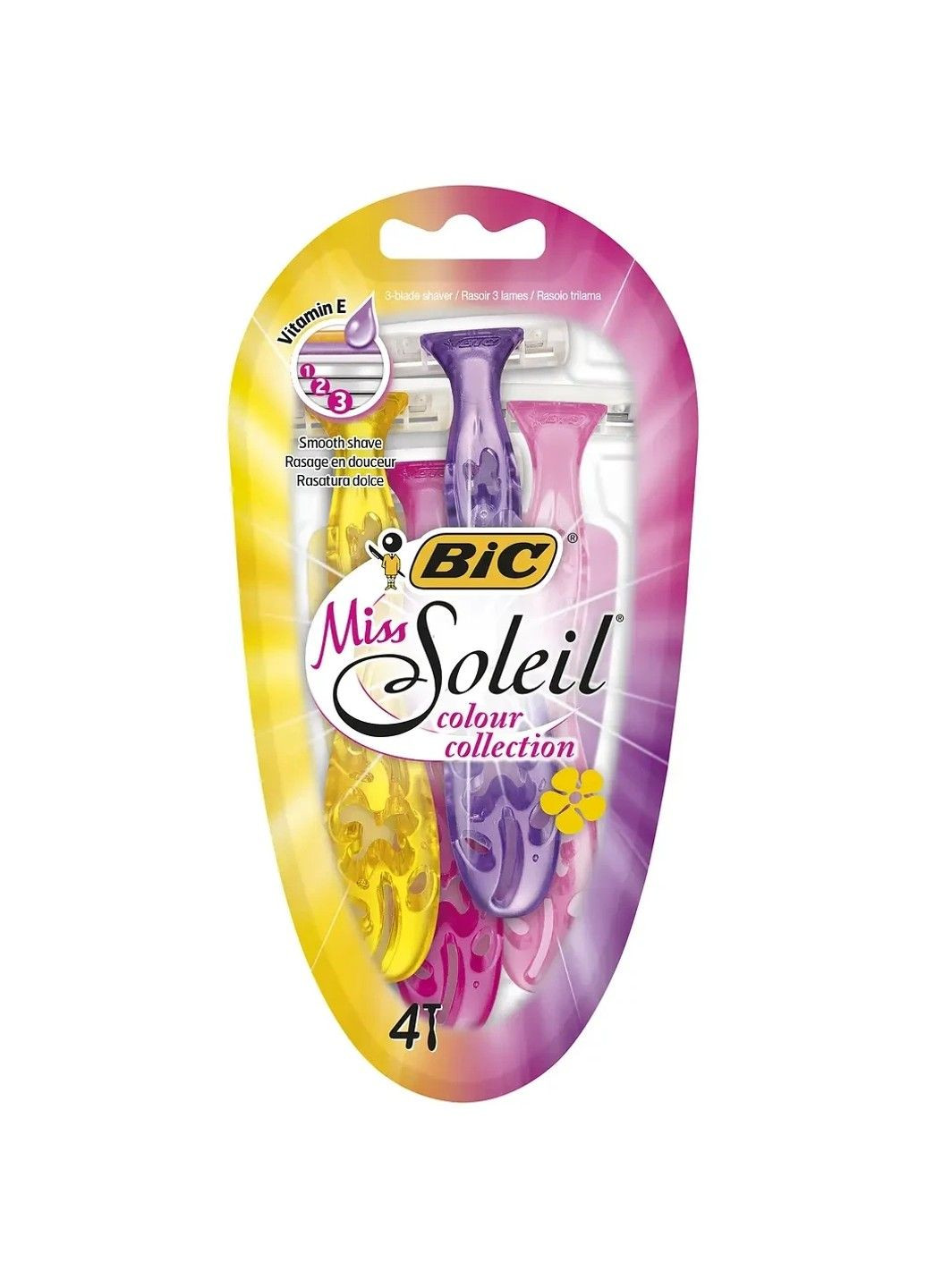 Одноразові станки Miss Soleil Colour Collection, 4 шт ніжне й яскраве гоління для жінок Bic (346483947)