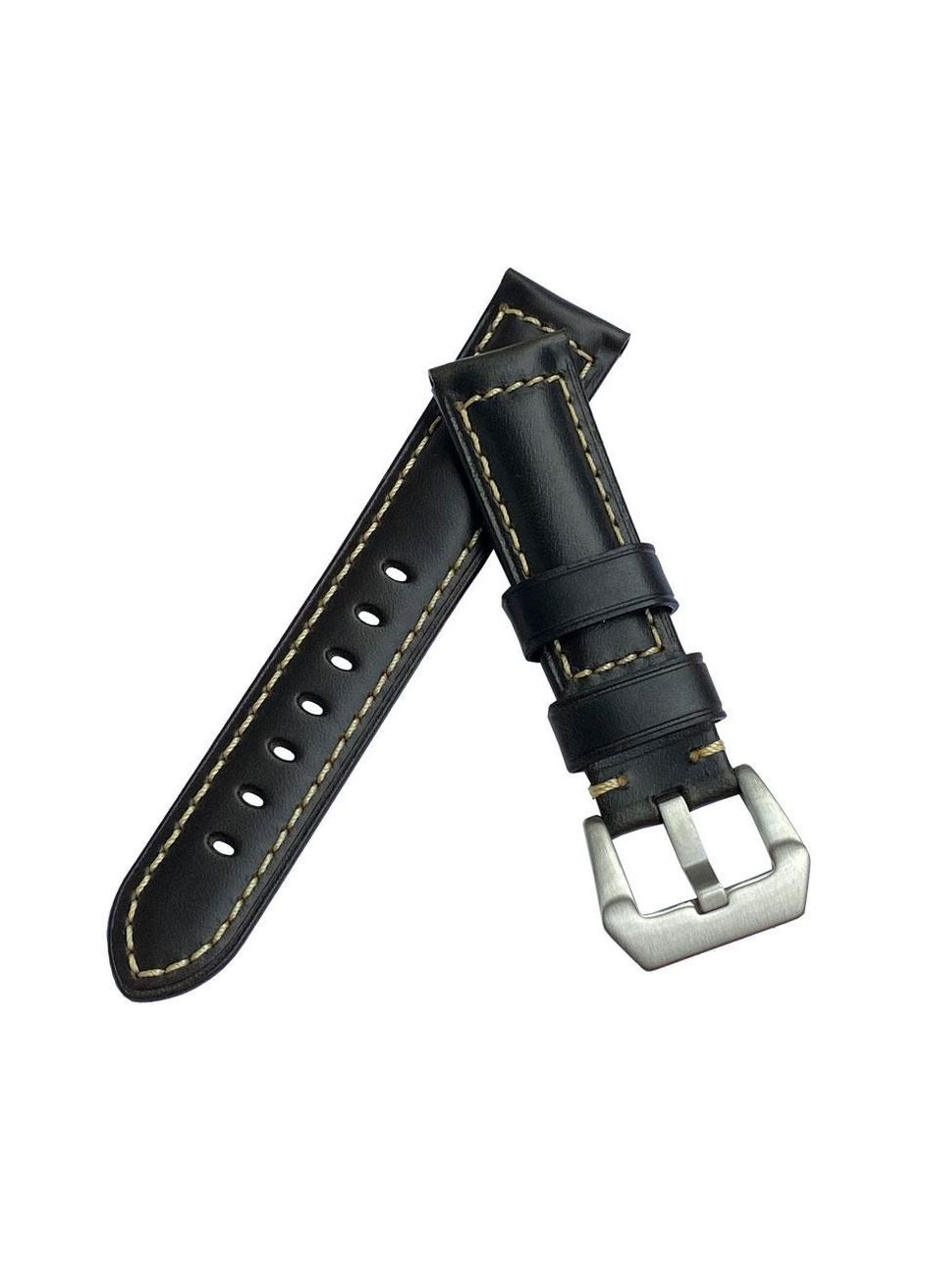 Кожаный ремешок F001 Steel buckle для часов Samsung Galaxy Watch 42 mm (SM-R810) - Black Primolux (333720020)