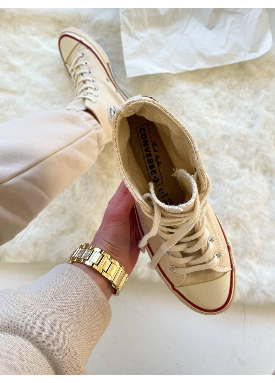 Бежевые демисезонные кеды мужские converse chuck 70 classic high top конверс No Brand
