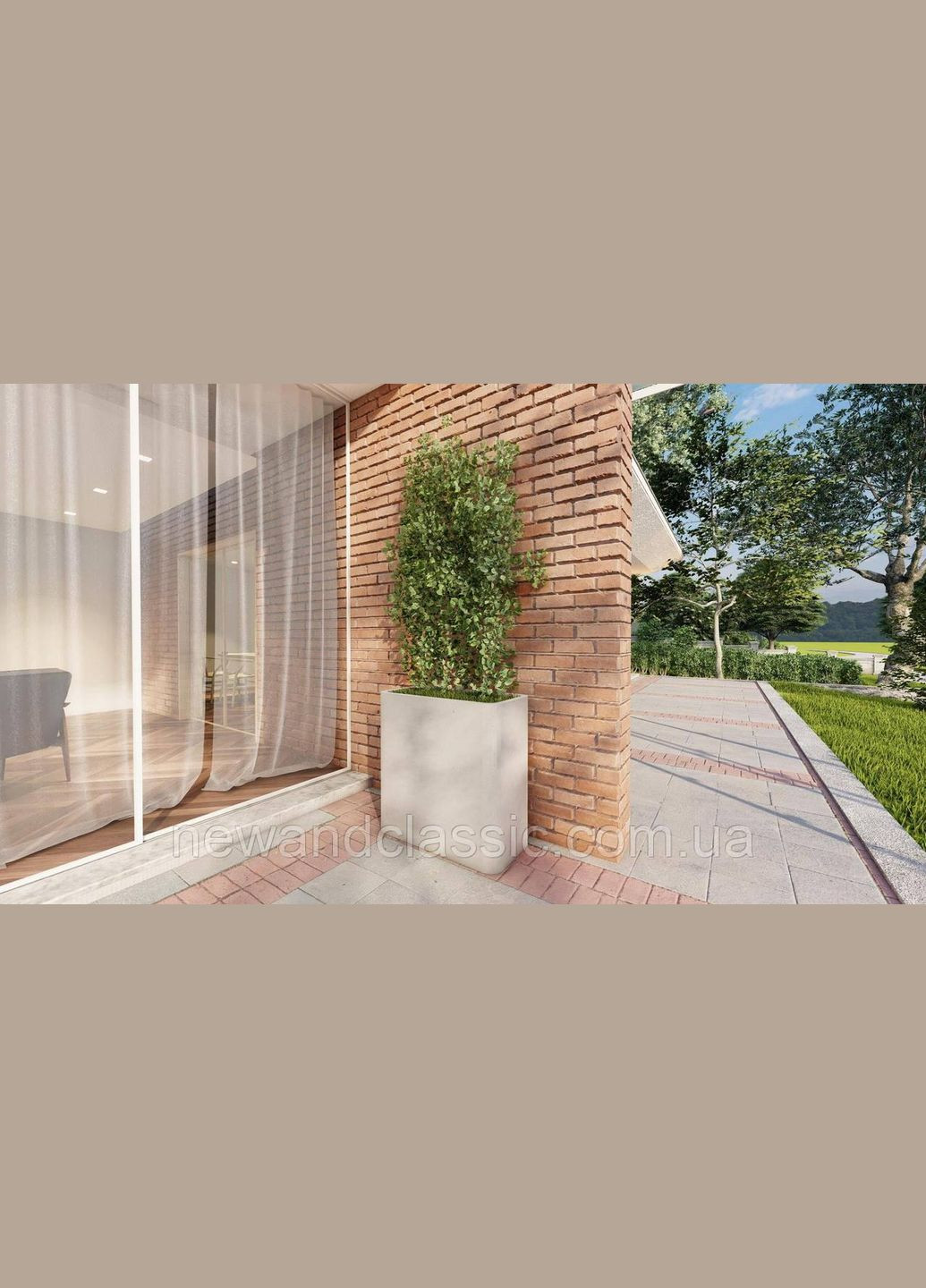 Вазон бетонний вуличний для саду, будинки та тераси Д500/Ш500/В500 Модерн Сірий No Brand (316262649)