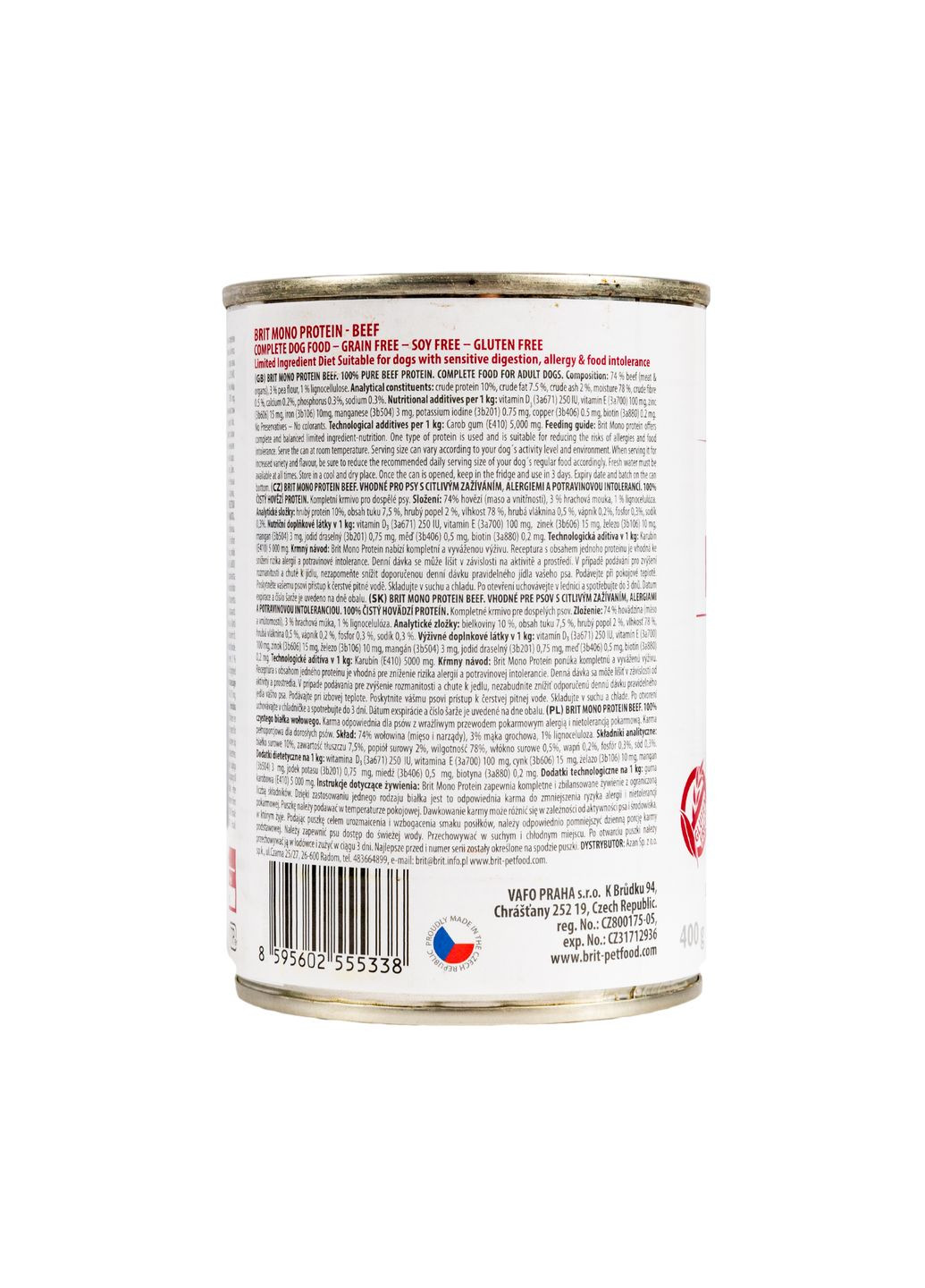 Вологий корм монопротеїн з яловичиною Mono Protein Beef Бріт монопротеїн консерва для собак 400 г 1 шт (8595602555338) Brit (362702124)