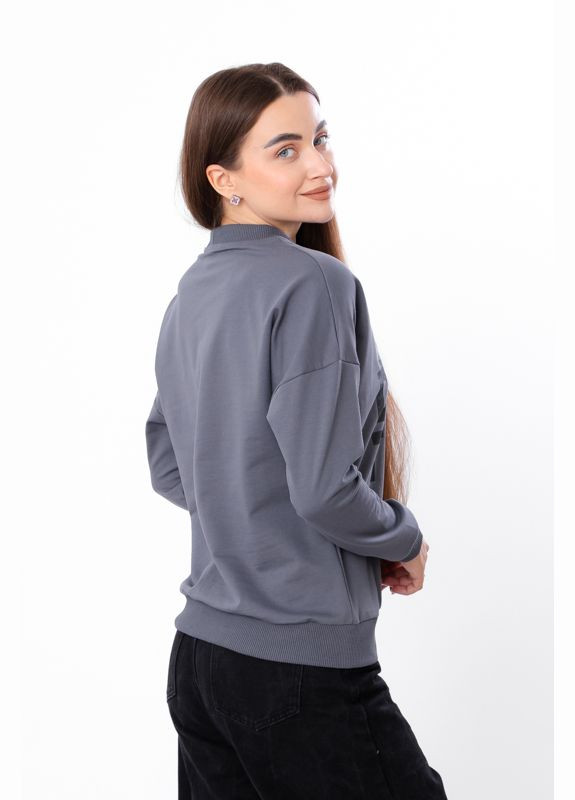 Темно-серый свитшот женский (p-5715) Носи своє надпись без декора (323209777)